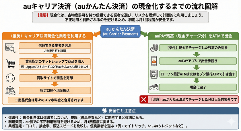 auキャリア決済の現金化を利用するまで流れ