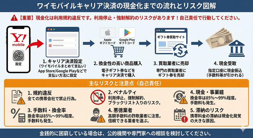 ワイモバイルキャリア決済の現金化を利用するまで流れ