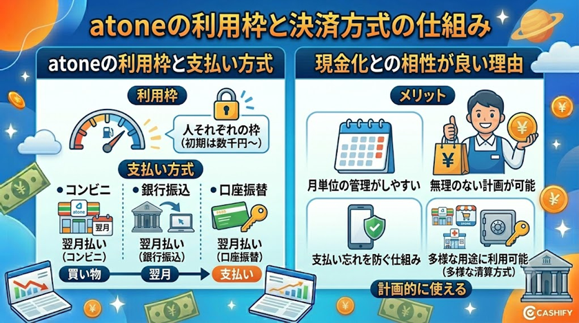 atoneの利用枠と決済方式の仕組み