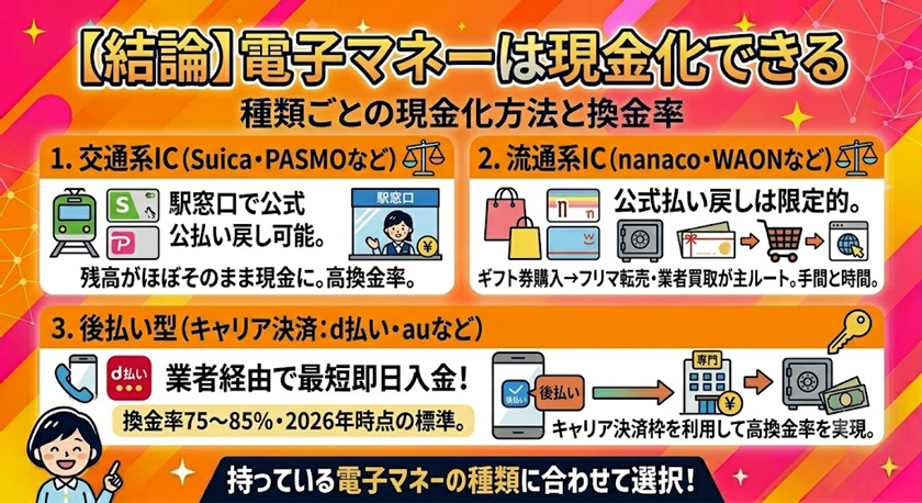 【結論】電子マネーは現金化できる