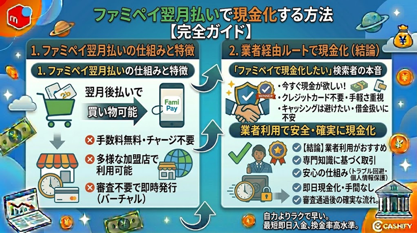 ファミペイ翌月払いで現金化する方法【完全ガイド】仕組み・やり方と業者選びを解説