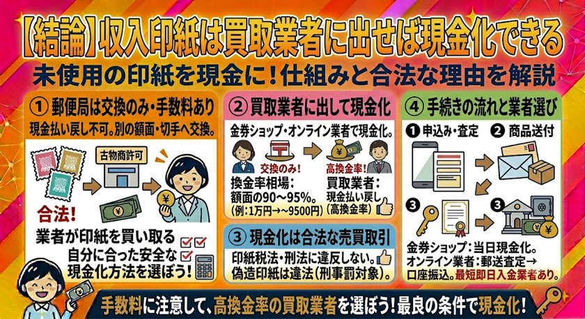 【結論】収入印紙は買取業者に出せば現金化できる