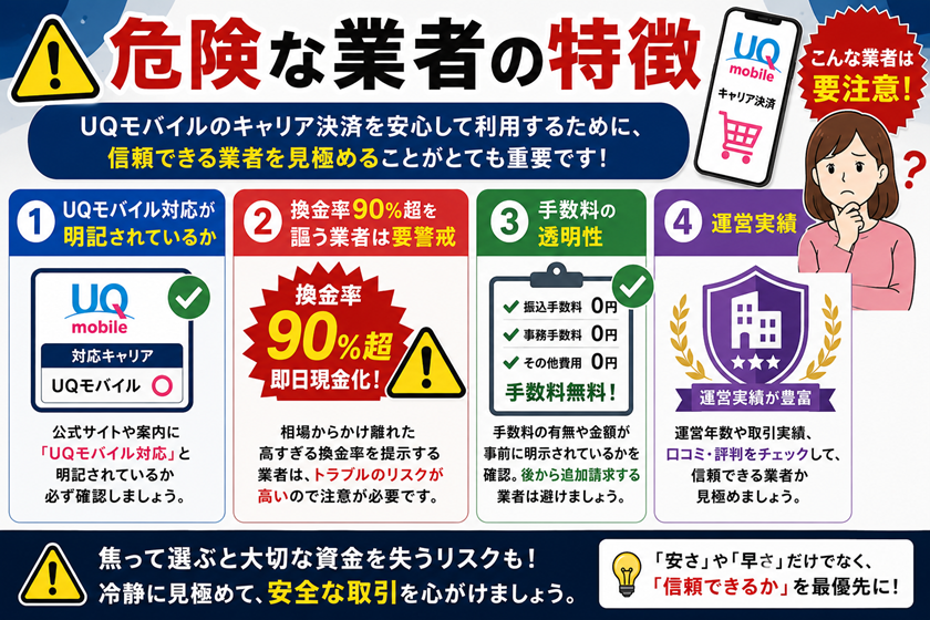UQモバイルキャリア決済現金化のリスクと注意点