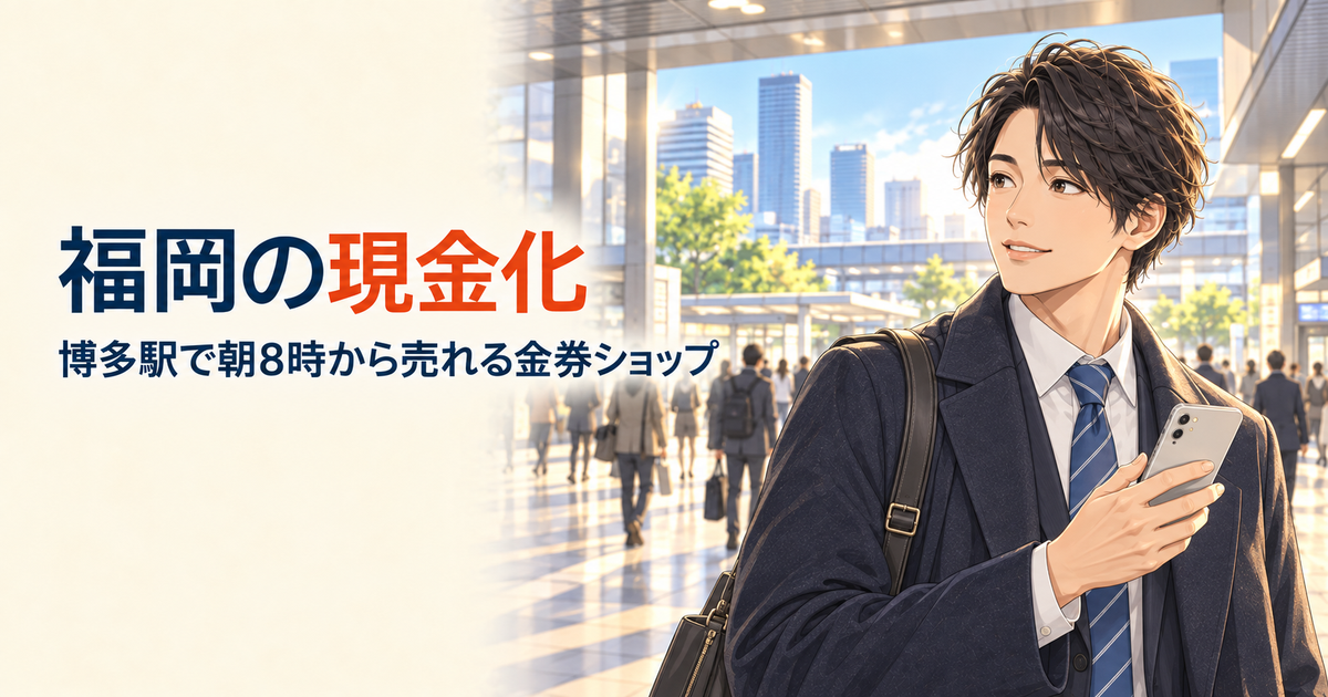 福岡で現金化するなら？博多駅で朝8時から売れる金券ショップと土日で入れ替わる相談窓口