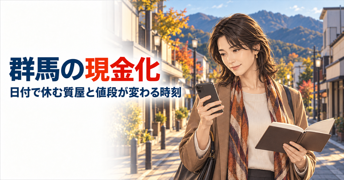 群馬で現金化するなら？日付で休む質屋と買取価格が変わる時刻