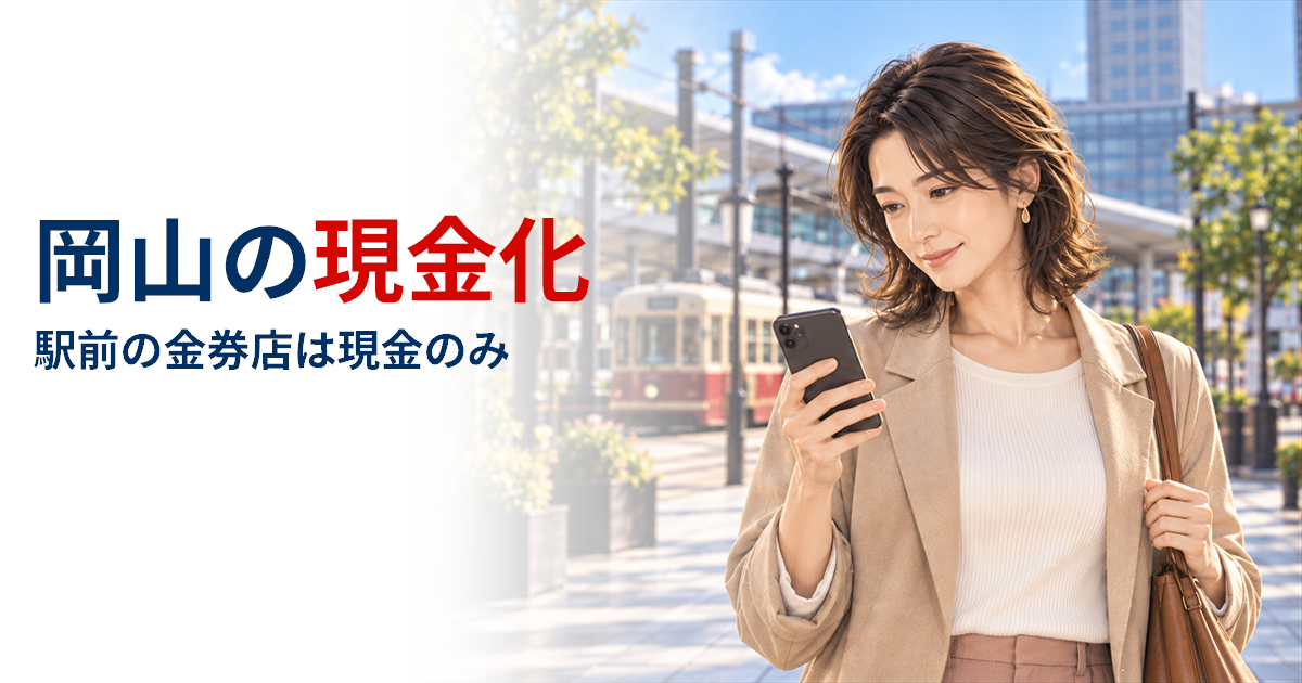 岡山で現金化するなら？駅前の金券ショップは現金のみ、県の相談は日曜も開く