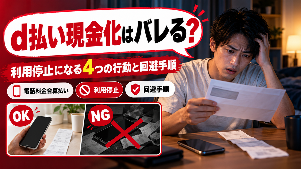 d払い現金化はドコモにバレる？利用停止になる4つの行動と回避手順
