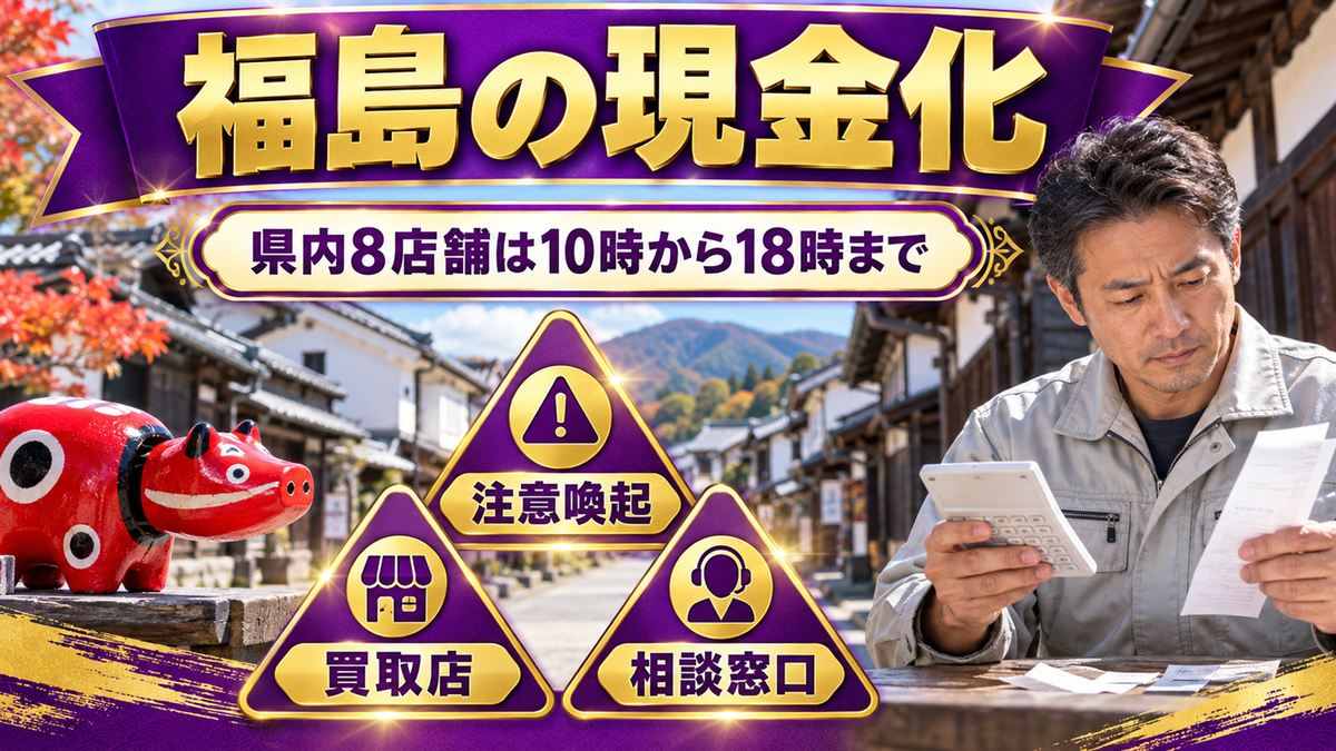 福島で現金化するなら？県内8店舗は10時から18時まで、模倣サイトにも注意