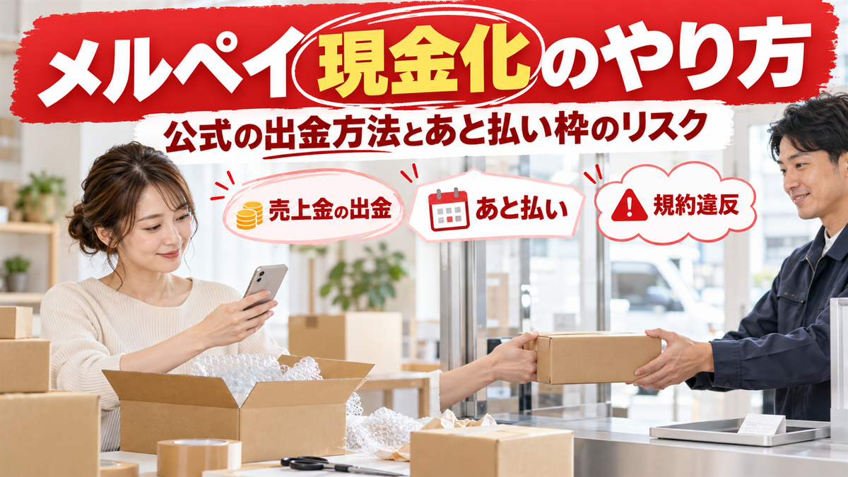 メルペイ現金化のやり方は？公式の安全な出金方法とあと払い枠のリスク【換金率相場も】