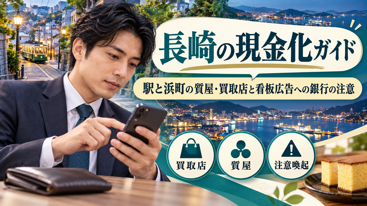 長崎で現金化するなら？駅と浜町の質屋・買取店と看板広告への銀行の注意