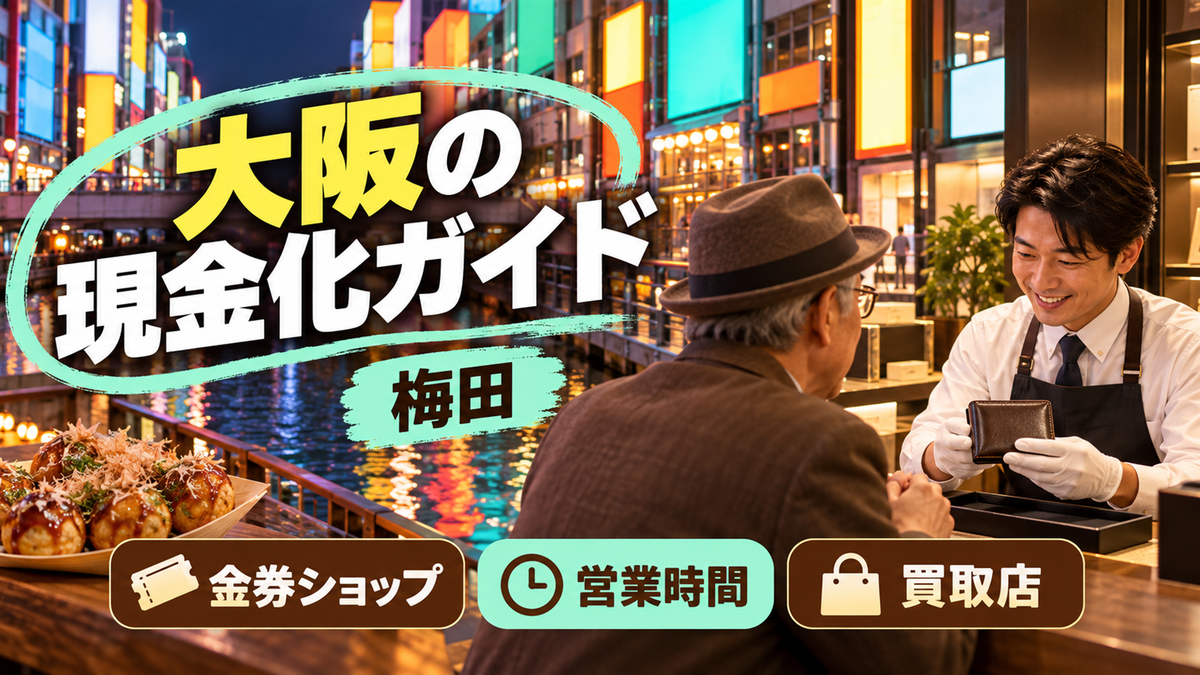 大阪で現金化するなら？梅田・難波の金券ショップの営業時間と店舗型の選び方