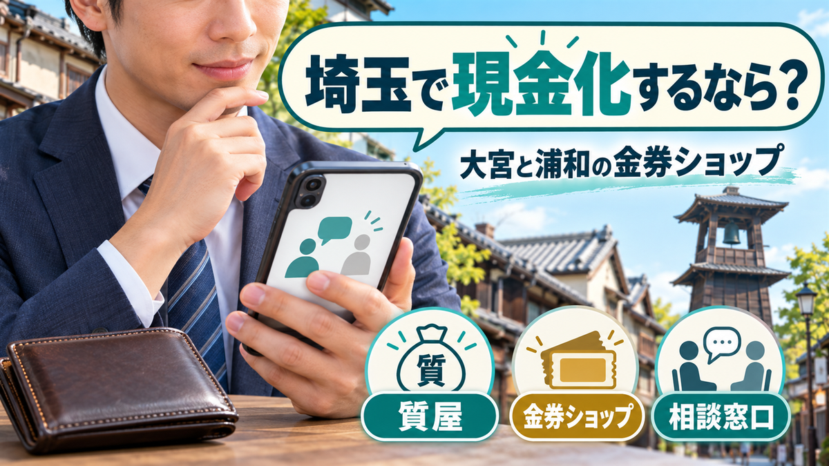埼玉で現金化するなら？大宮と浦和の金券ショップ・質屋の営業時間と土曜も相談できる県の窓口