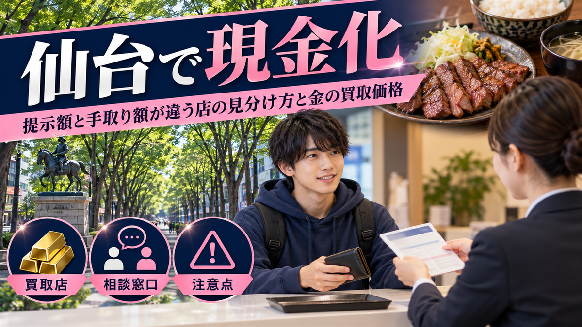 仙台で現金化するなら？提示額と手取り額が違う店の見分け方と金の買取価格