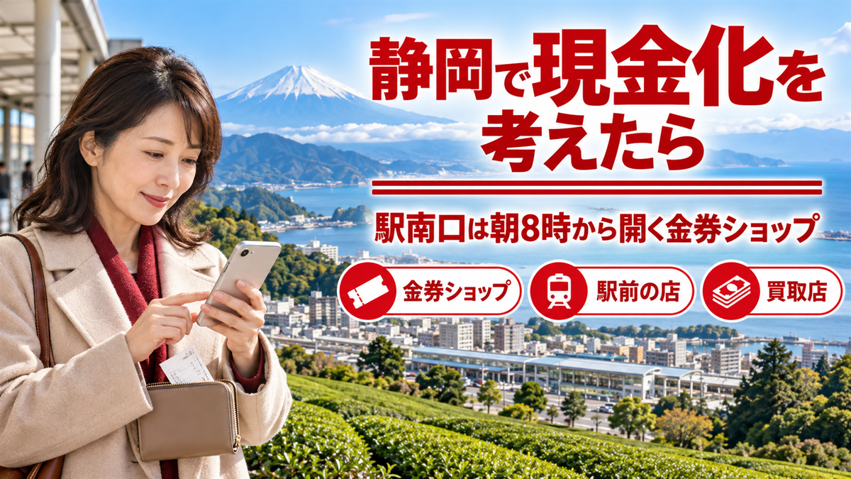 静岡で現金化するなら？駅南口は朝8時から開く金券ショップと24時間の自販機