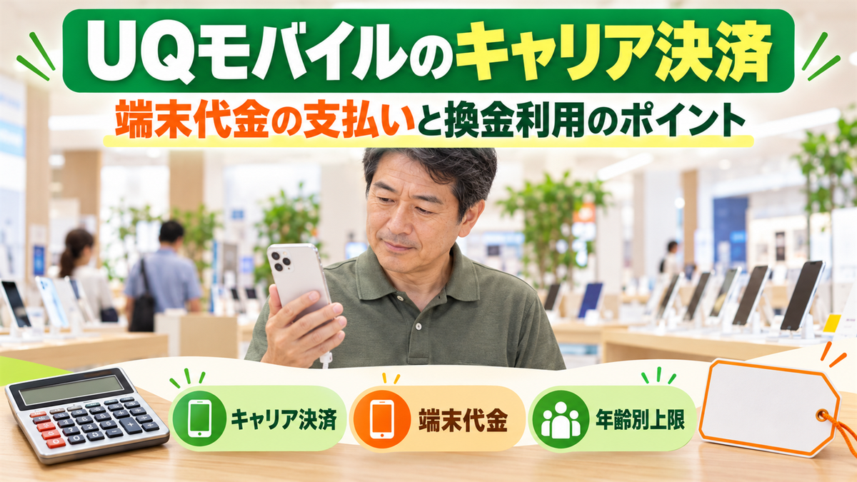 UQモバイルキャリア決済の仕組み！端末代金支払いと換金利用のポイント解説