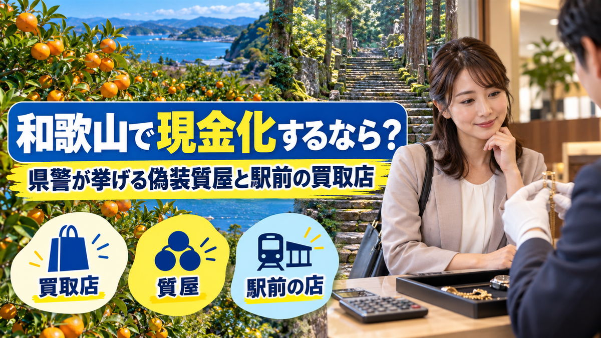 和歌山で現金化するなら？県警が挙げる偽装質屋と駅前の買取店