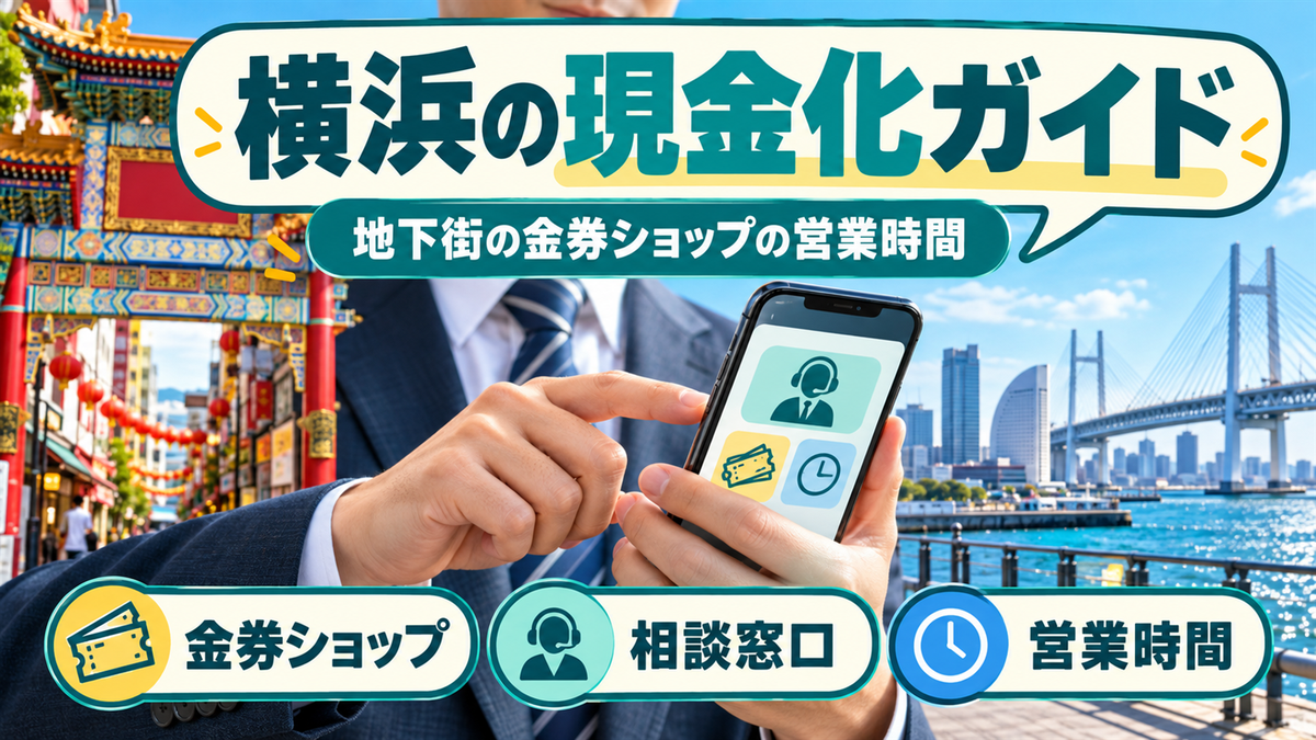 横浜で現金化するなら？地下街の金券ショップの営業時間と土日も開く相談窓口